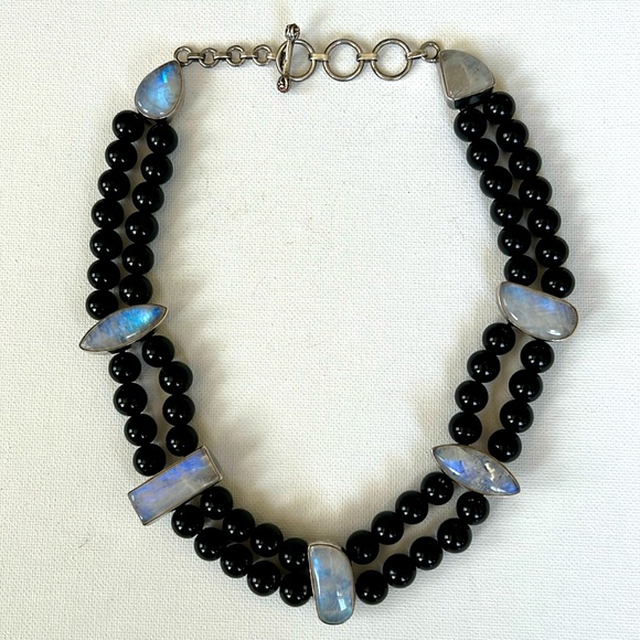 Moonstone and Black Agate Necklace